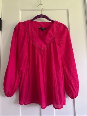 Zac & Rachel Bold Pink V-Neck Blouse